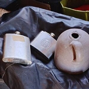 Silver Hip Flasks&Stone Jug